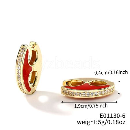 Retro Brass Enamel Hoop Earrings FC5314-5-1