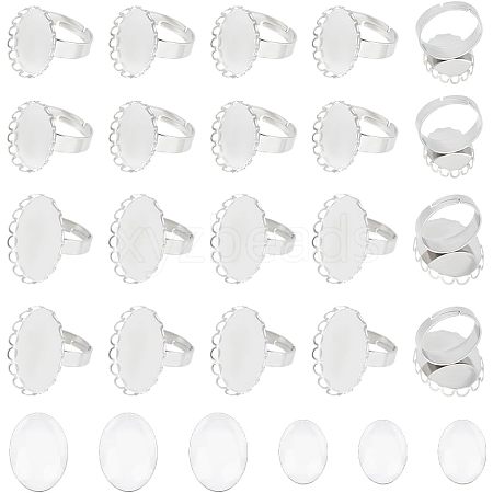 Unicraftale DIY Oval Glass Finger Ring Making Kit STAS-UN0032-80-1