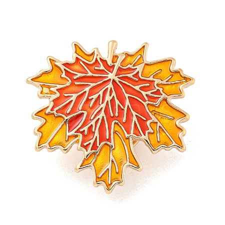 Maple Leaf Shape Alloy Enamel Brooch JEWB-U006-03KCG-1