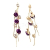 Real 18K Gold Plated Brass with Glass Rhinestone Tassel Big Pendants KK-B074-14G-03-1