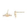 Clear Cubic Zirconia Crown Stud Earrings EJEW-G321-05G-3