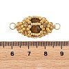 Natural Tiger Eye & Glass Seed Beads Connector Charms PALLOY-MZ01403-02-3