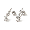 Rack Plating Brass Micro Pave Clear Cubic Zirconia Violin Stud Earrings EJEW-F301-26-2