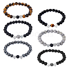 FIBLOOM 3 Sets 3 Style Natural & Synthetic Mixed Gemstone & Glass Round Beaded Stretch Bracelet Sets BJEW-FI0001-39-1
