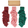 3 Rolls 3 Colors Tartan Cotton Linen Frayed Ribbon OCOR-TAC0035-11A-1