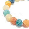 Natural Weathered Agate(Dyed) Round Beaded Stretch Bracelet BJEW-JB08502-5