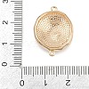 Brass Enamel & Natural Pearl Flat Round with Flower Connector Charms KK-K351-50G-02-3