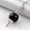 Natural Obsidian Sphere Dowsing Pendulums BJEW-E292-A04-2