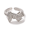 Brass Micro Pave Cubic Zirconia Open Cuff Ring RJEW-K256-58B-P-2