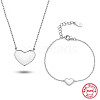 Rhodium Plated 925 Sterling Silver Heart Jewelry Set LE7132-1-1