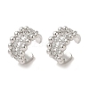 Rack Plating Brass Micro Pave Clear Cubic Zirconia Twisted Chain Ring Cuff Earrings for Women EJEW-P280-15P-1