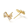 Brass Cubic Zirconia Stud Earrings EJEW-M048-04G-2