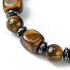 Natural Mixed Gemstone Cuboid & Lava Rock Round Beaded Stretch Bracelet BJEW-JB09795-4