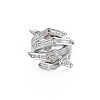 Hug Hand Fingers Cubic Zirconia Cuff Ring X1-RJEW-T016-35P-02-1