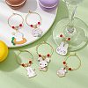 Easter Rabbit Alloy Enamel Wine Glass Charms AJEW-JO00204-02-5