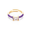 Brass Enamel Cuff Rings RJEW-T016-23C-NF-1