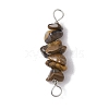 10Pcs 5 Styles Constellation Natural Aquamarine & Citrine & Tiger Eye & Lapis Lazuli & Rose Quartz Copper Wire Wrapped Chip Beaded Connector Charms PALLOY-JF02905-04-3