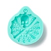 Flat Round with Skull & Sword Pendant Food Grade Silicone Molds DIY-M040-04-2