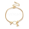 Letter A Brass Micro Pave Clear Cubic Zirconia Charm Bracelets For Women BJEW-L696-030G-1