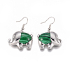 Synthetic Malachite Dangle Earrings EJEW-K080-B04-2