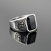 304 Stainless Steel & Obsidian Finger Rings for Men FS-WG9DF95-02-2