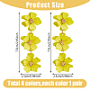 4 Pairs 4 Colors Alloy Flower Dangle Stud Earrings for Women EJEW-FI0002-99-2