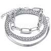 3Pcs Alloy Snake Chain Bracelets & Oval Link Chain Bracelets & Bangles Set WGF0598-02-3