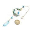 Wire Wrapped Synthetic Turquoise Chips & Brass Moon Pendant Decorations HJEW-TA00103-03-3
