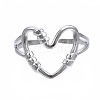 304 Stainless Steel Heart Open Cuff Ring X-RJEW-T023-80P-1