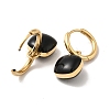 Ion Plating(IP) Enamel Square Padlock Dangle Hoop Earrings STAS-H175-22G-B-2