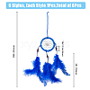 SUPERFINDINGS 6Pcs 6 Colors Woven Net/Web with Feather Pendant Decoration HJEW-FH0001-33-2