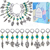 Leaf Alloy & Glass Pendant Locking Stitch Markers HJEW-SC00083-1