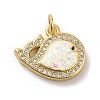 Rack Plating Brass Micro Pave Cubic Zirconia with Synthetic Opal Pendants KK-D088-38G-02-2