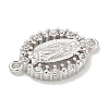 Rack Plating Brass Clear Cubic Zirconia Religion Oval Virgin Mary Connector Charms KK-L224-097P-2