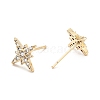 Clear Cubic Zirconia Star Stud Earrings EJEW-G297-17G-2