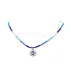 Alloy Enamel Evil Eye Pendant Necklace with Crystal Rhinestone NJEW-JN04206-5