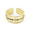 Colorful Cubic Zirconia Triple Line Open Cuff Ring RJEW-I091-14G-3