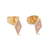 Enamel Rhombus with Star Stud Earrings with 316L Surgical Stainless Steel Pins EJEW-P204-02G-2