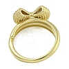 Bowknot Brass Micro Pave Clear Cubic Zirconia Open Cuff Double Rings RJEW-Z046-04G-01-4