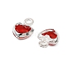Heart Brass Glass Charms KK-S385-01S-04-2