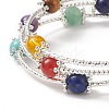 Natural & Synthetic Mixed Gemstone Round Beaded Triple Loop Wrap Bangle for Women BJEW-TA00224-2