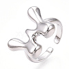 Brass Letter Open Cuff Rings for Women RJEW-G313-01W-P-3
