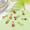 9Pcs 9 Styles Brass Enamel Fruit European Dangle Charms OPDL-BBC0001-04G-3