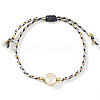 Handmade Flat Round with Cross Brass Resin Beaded Adjustable Bracelets RY0918-4-1