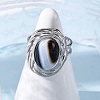 Oval Natural Banded Agate Finger Rings RJEW-M063-01P-18-2