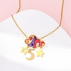 304 Stainless Steel & Plastic Colorful Cloud Moon Star Pendant Necklaces for Women NJEW-U032-01G-3