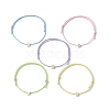 5Pcs 5 Colors Light Gold Brass Moon Braided Bead Bracelets Set BJEW-JB09737-02S-1