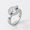 303 Stainless Steel Micro Pave Cubic Zirconia Finger Rings for Women UQ1288-8-1