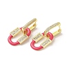 Oval Real 18K Gold Plated Brass Dangle Hoop Earrings EJEW-L268-041G-02-1