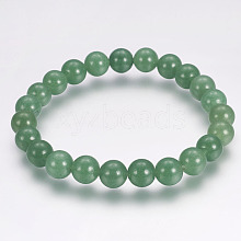 Natural Green Aventurine Round Bead Stretch Bracelets BJEW-L593-A07